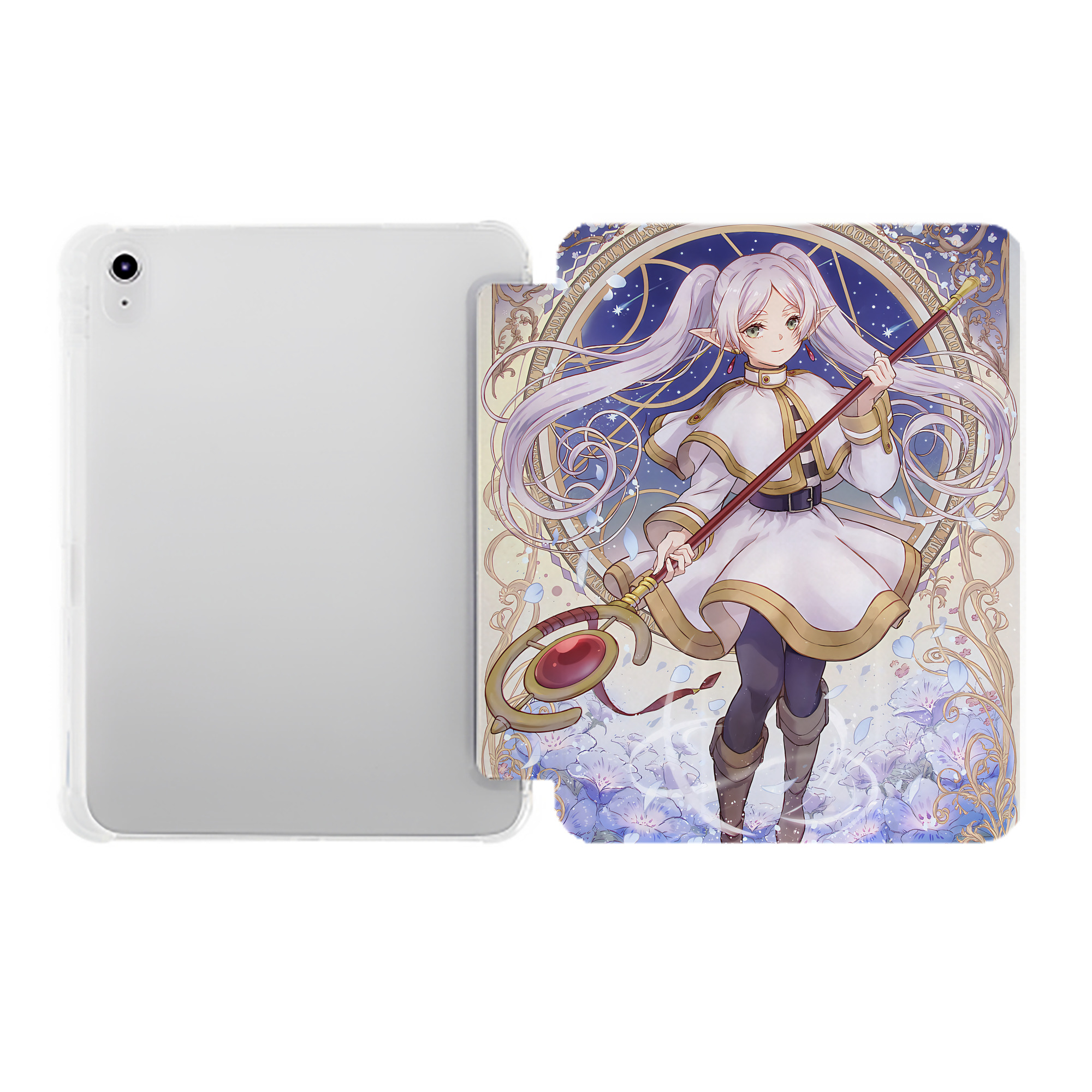 （画像用） 葬送のフリーレン Frieren IPad ケース ペン収納付き 三つ折りスタンド PUレザー×シリコン 対応機種9.5/10.5/10.9インチ